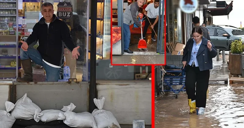 İzmirli esnaflar isyanda! Aralıksız süren sağanakla işte böyle mücadele ettiler! Bu bölge 40 yıldır aynı!