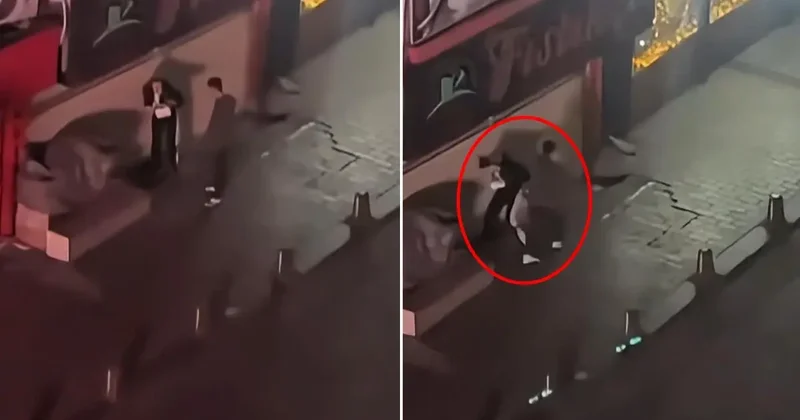 Tartıştığı kadını sokak ortasında darbetti
