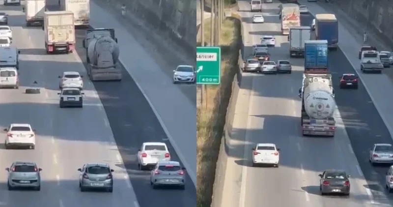 TIR lastiği trafiği birbirine kattı