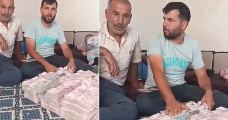 Önüne balya balya para koyan besiciden sosyal medyayı karıştıran iddia
