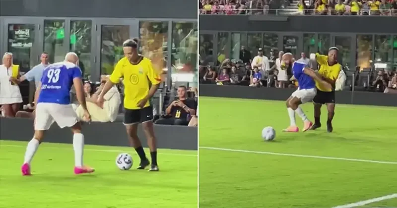 Ronaldinho, Messi nin koruması Yassine Chueko yu futboluyla ezdi! Fanatik Spor Haberleri Video