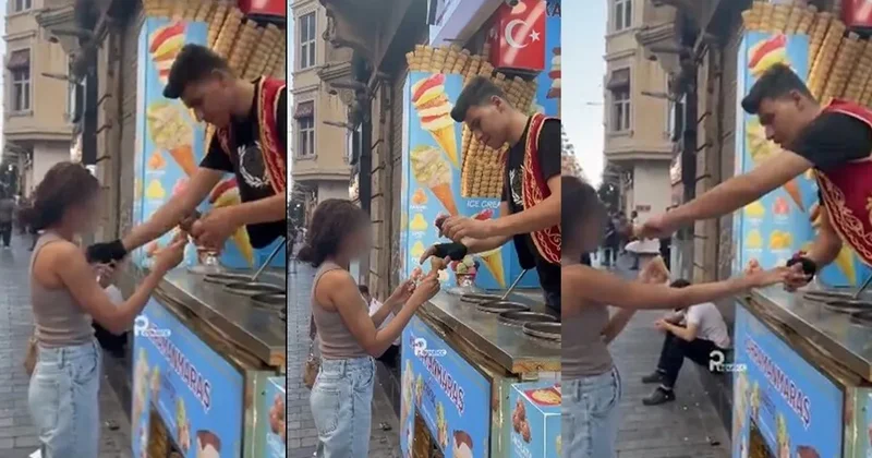 Beyoğlu nda utandıran görüntü: Külah oyunuyla kadın turisti taciz etti... Dükkanı mühürlendi