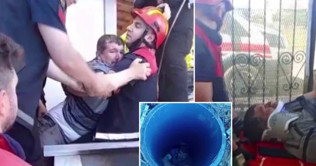 Kuyuya düşen sağır ve dilsiz adam, kendisini kurtaran itfaiyeciye sarılarak teşekkür etti Gündem Haberleri
