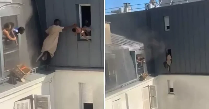 Kahraman kapıcı, yanan binanın 6. katından dört bebeği canını hiçe sayarak kurtardı