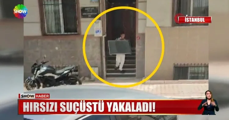 TV hırsızını takip edip yakaladı!
