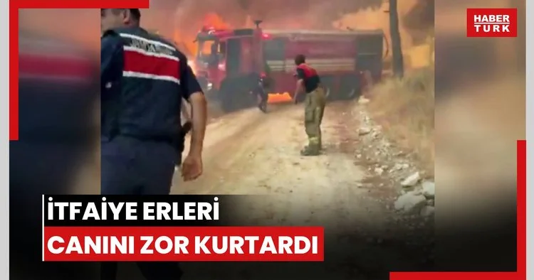 Çanakkale’deki orman yangınında bir itfaiye aracı yandı, itfaiye erleri canını zor kurtardı