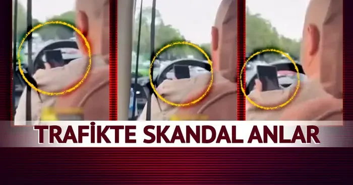 İstanbul trafiğinde skandal anlar: Şoförün telefon ekranına yansıyanlar mide bulandırdı