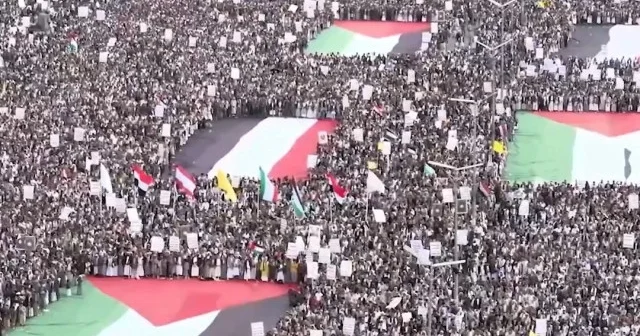 Yemen de on binlerce insan Filistin için birlik oldu VİDEO İZLE