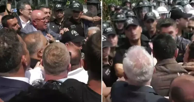 CHP il binası önünde gerginlik! Tansiyon bir anda yükseldi