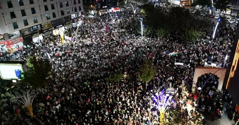 Batman da İsrail in Gazze saldırıları protesto edildi! Binlerce kişi katıldı