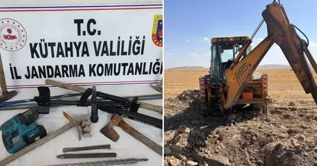 Kütahya da kaçak kazı yapan 9 kişi suçüstü yakalandı Kütahya Haberleri