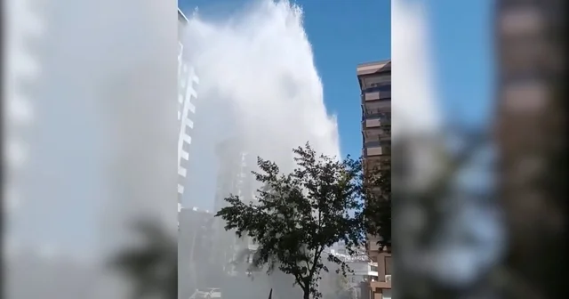 Şanlıurfa da boru patladı, su metrelerce yükseğe fışkırdı Şanlıurfa Haberleri