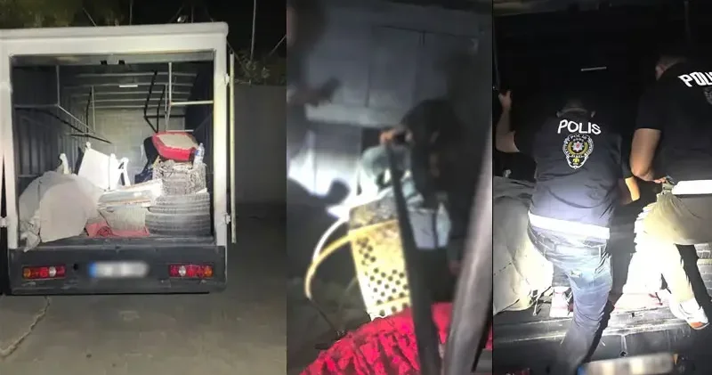 Kamyonetteki gizli bölmede 11 kaçak göçmen yakalandı: 2 tutuklama