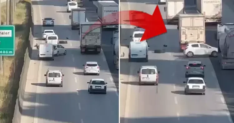 TIR dan koptu! Zincirleme kazaya neden oldu... İnanılmaz anlar kamerada