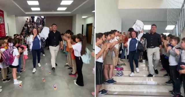 Emekliye ayrılan 46 yıllık öğretmene duygusal veda: Öğrenciler koridorda sıralandı alkışlarla uğurladı Eğitim Haberleri