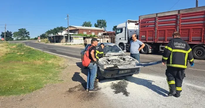 Tekirdağ da araç yangını paniği! Maddi hasar oluştu