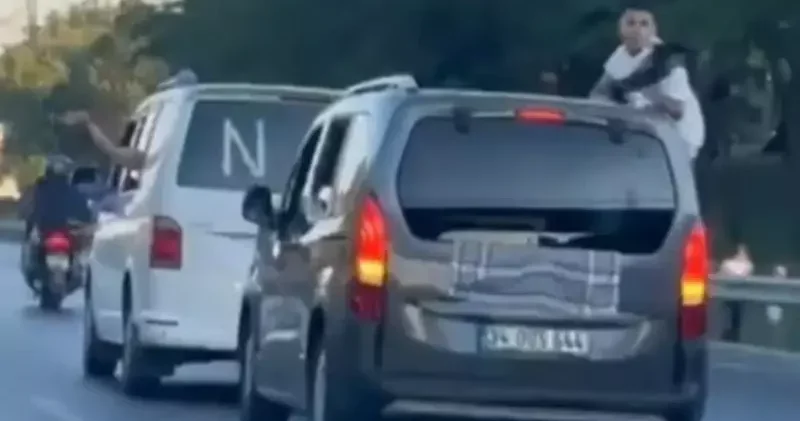 Bayrampaşa da düğün konvoyunda araçların camlarından sarktılar, kazadan son anda kurtuldular