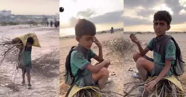 Ailesine un alabilmek için odun satan küçük Halid den Gazze gerçeği