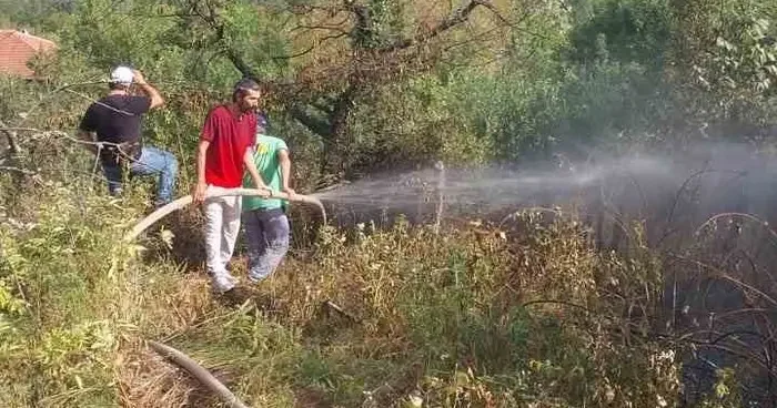 Otluk alanda çıkan yangın evlere ve ormanlık alana sıçramadan söndürüldü