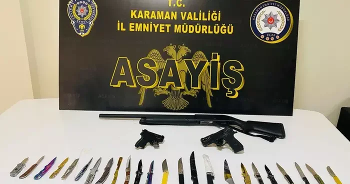 Karaman’da uyuşturucu ve ruhsatsız silahlar ele geçirildi
