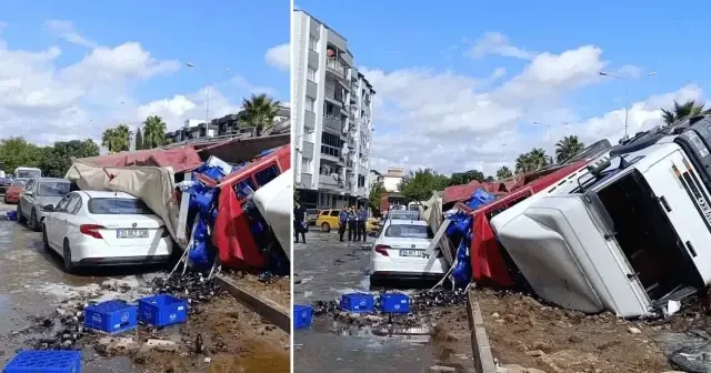 İzmir de kontrolden çıkan tır iki aracı ezdi İzmir Haberleri