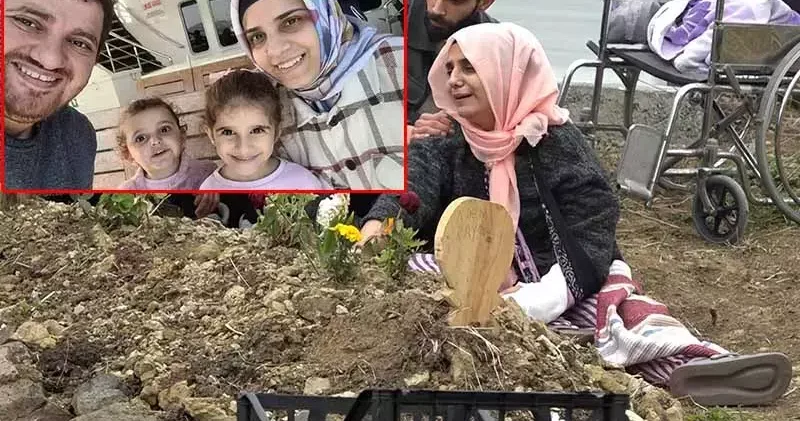 Heyelanda hayatını kaybeden eşi ve 2 kızının kabirlerini ziyaret edip, gözyaşı döktü
