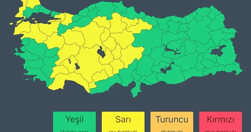 28 ilde sağanak ve fırtına nedeniyle sarı uyarı