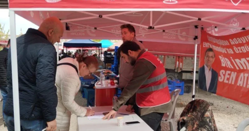 CHP nin imza standına saldırı