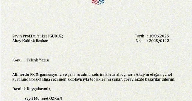 Altınordu Başkanı Özkan dan Altay Başkanı Gürüz e tebrik mesajı İzmir Haberleri