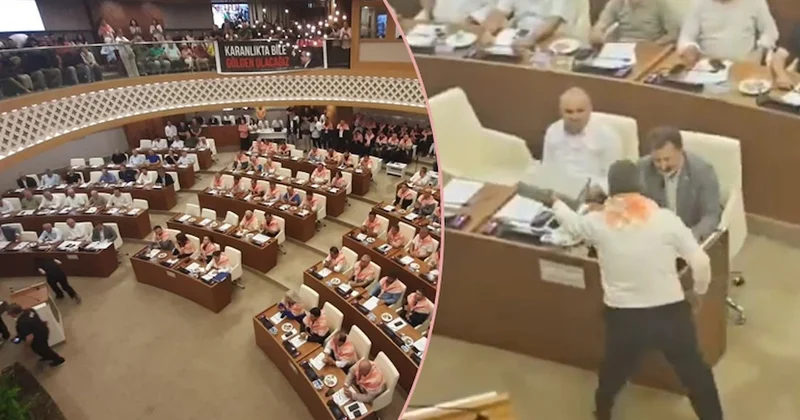 Belediye Meclisi nde gergin anlar! CHP li üye, AKP li üyeye ayakkabı kutusu verdi Sözcü Gazetesi