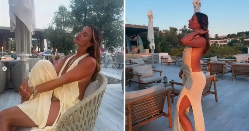 Ünlü oyuncu Yunanistan tatilinde giydiği yırtmaçlı elbise ile ağızları açık bıraktı