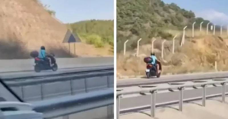 Ters şeritte kilometrelerce giden motosikleti kameralar böyle kaydetti