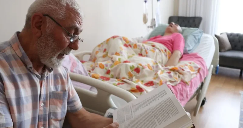 Felç olan eşine 10 yıldır bakıyor