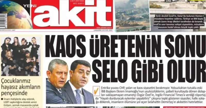 Yeni Akit, Özgür Özel i tehdit etmişti; CHP den yanıt geldi: Kirli paralarla kurulan bir grup, kendini gazeteci sanan tipler mi bizi tehdit ediyor?