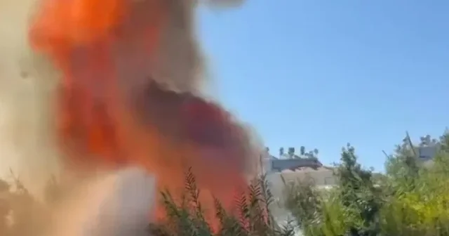 Alanya da çalılık alandan seralara sıçrayan yangın söndürüldü VİDEO İZLE