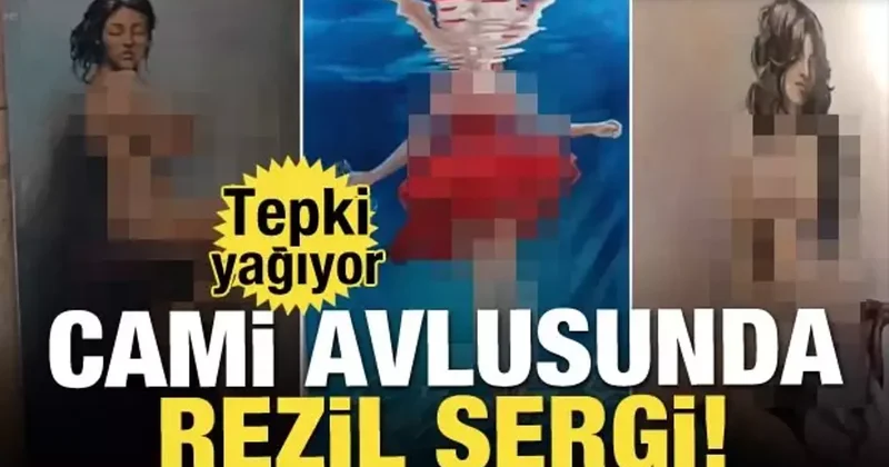 Cami avlusunda rezil sergi! Tepki yağıyor