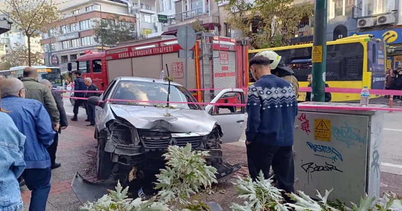 Karşıya geçen yaya çarptı, kaldırıma çıktı, ağacı devirdi