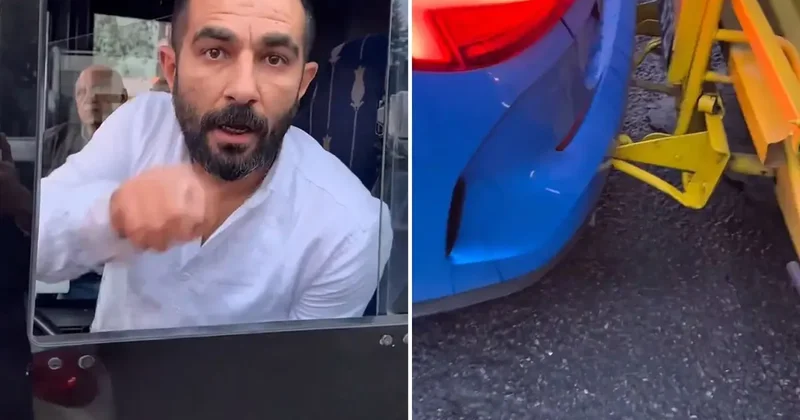 Otomobile arkadan çarpan otobüs şoföründen pes dedirten hareket