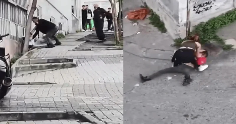 Dehşet anları: Bıçak çeken kişinin kafasında şişe kırdı, kadınlar birbirine girdi Sözcü Gazetesi