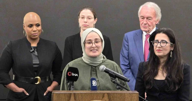 ABD de serbest bırakılan Rümeysa Öztürk, Logan Havalimanı nda basın açıklaması yaptı VİDEO İZLE