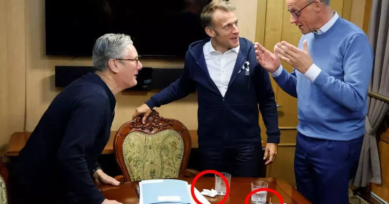 Avrupa bu görüntüyle sarsıldı! Macron, Starmer ve Merz trende kokain mi kullandı?