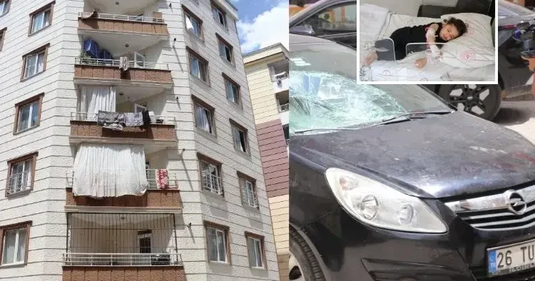 Mucize kurtuluş! 1,5 yaşındaki çocuk 5’inci kattan düştü, o anlar kamerada