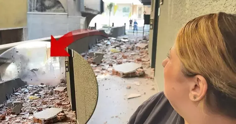 Avcılar da korku dolu anlar: Beton blok röportaj sırasında düştü