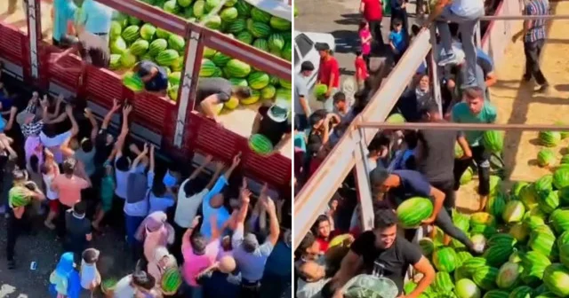 Şanlıurfa da 27 ton karpuz ücretsiz dağıtıldı Gündem Haberleri