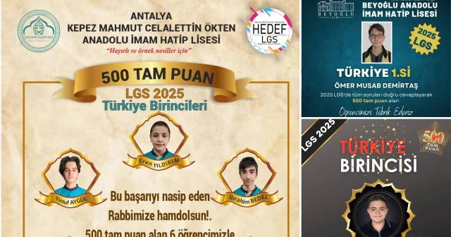İmam hatip okulları LGS de 500 tam puan alan 63 öğrencisiyle şampiyonluk geleneğini bozmadı Politika Haberleri