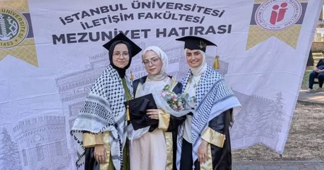 Mezuniyet törenlerinde gururlandıran hareket: Öğrenciler Gazzeli akranlarını unutmadı VİDEO İZLE