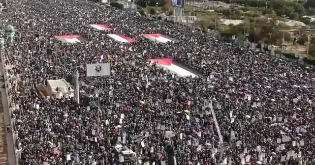 Yemen de on binlerce insandan Gazze hassasiyeti VİDEO İZLE