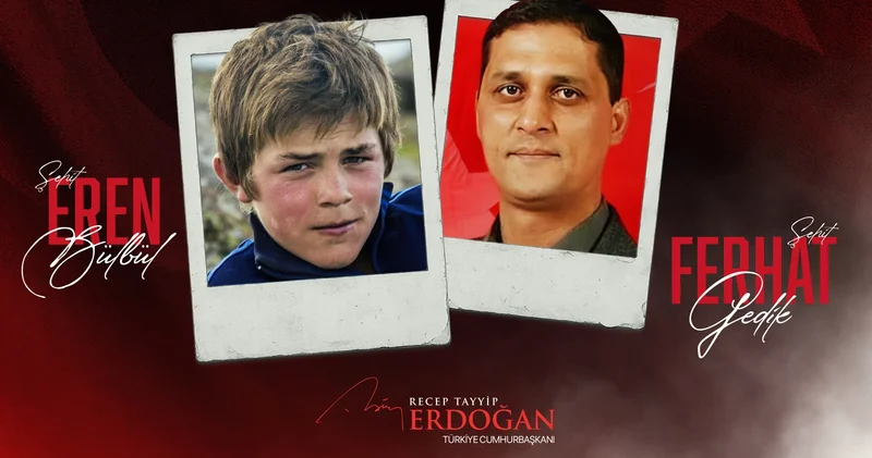 Cumhurbaşkanı Erdoğan, şehit Jandarma Astsubay Ferhat Gedik ile Eren Bülbül ü andı