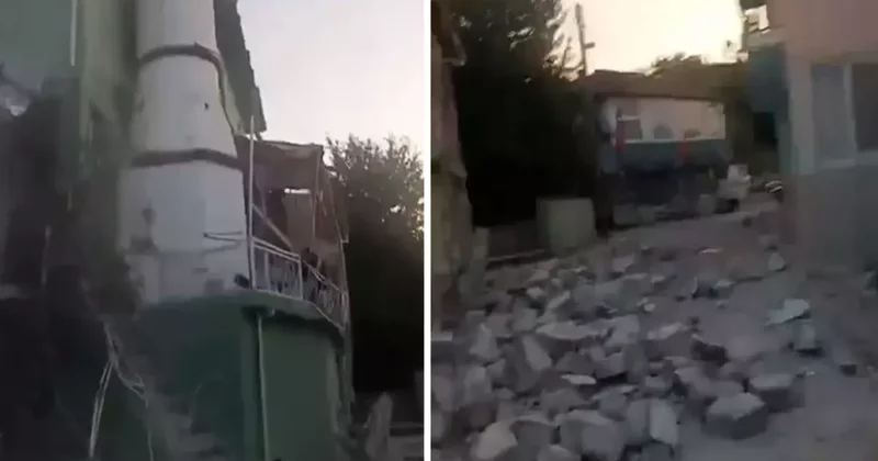 Balıkesir de 6.1 büyüklüğündeki depremin yarattığı yıkımı çeken vatandaş: Allah ım her yer yıkıldı!