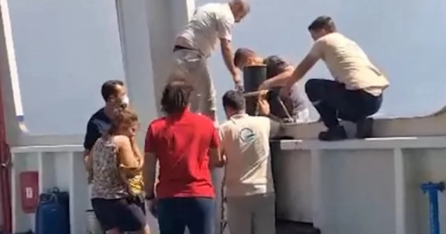 Çanakkale de vatandaşlar feribotla denizden tahliye edilmeye başlandı VİDEO İZLE